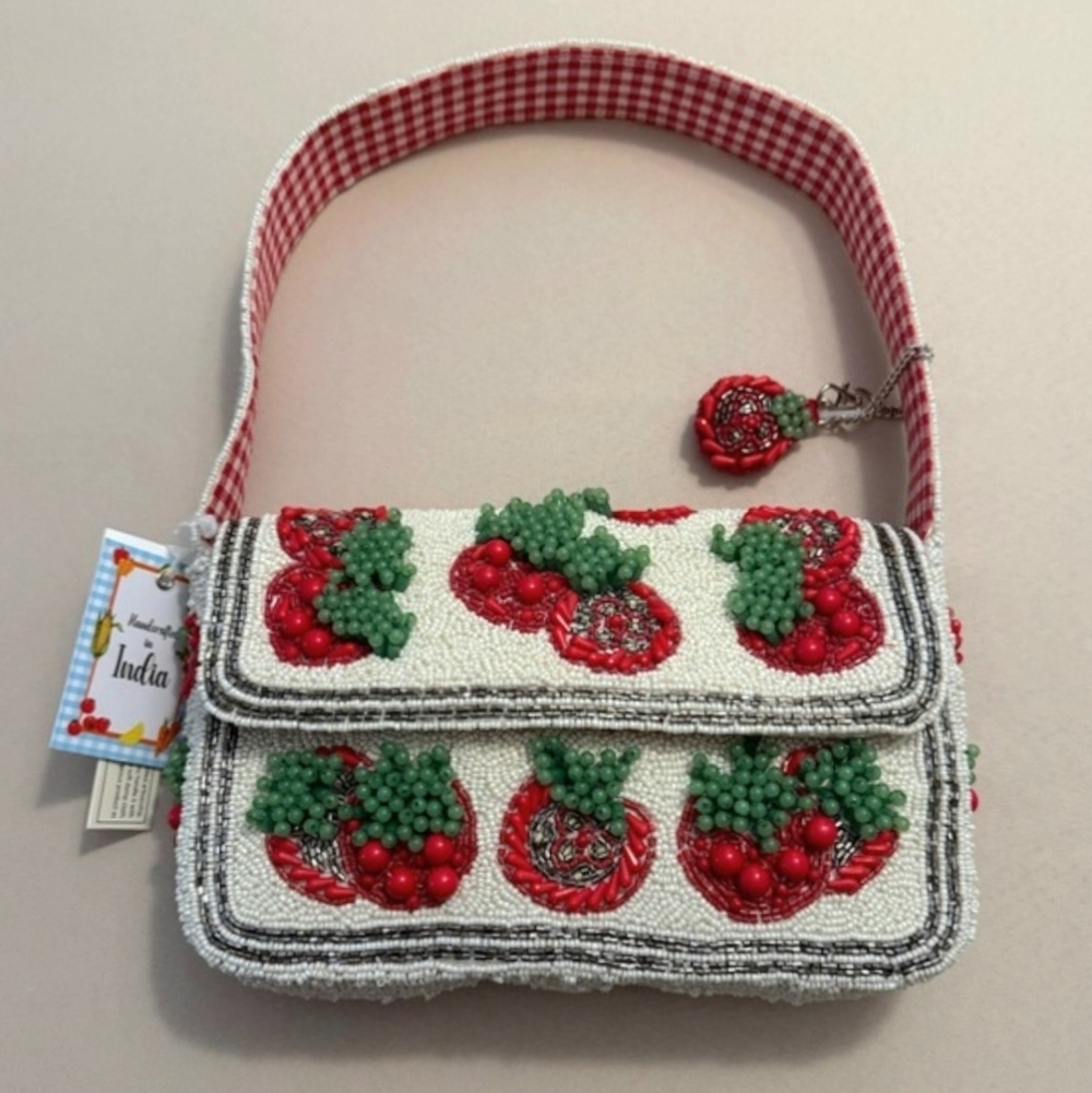 Handcrafted Beaded Tomato Handbag